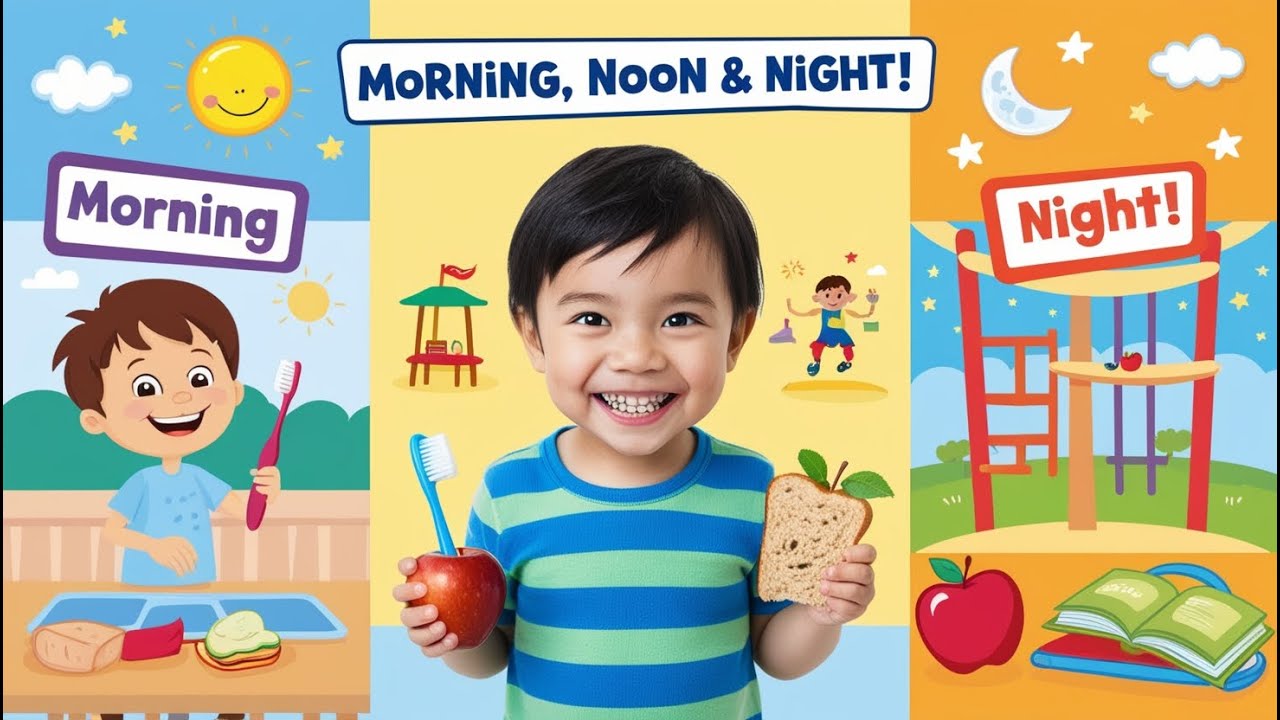 Morning, Noon, and Night! 🎶 Fun Daily Routine Song for Kids | Learn, Play & Share!