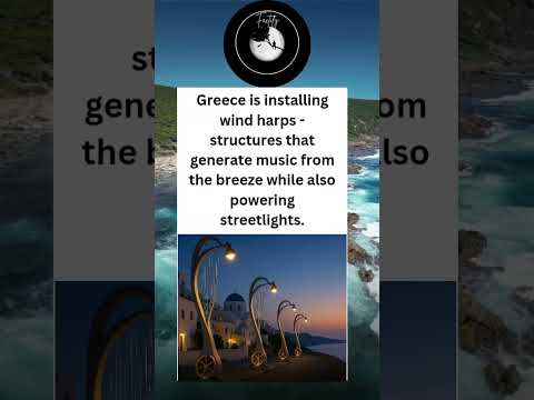 Greece is installing wind harps -structures that generate music from the breeze while also powering.