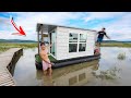 Overnight in my new houseboat that is homemade we got stranded