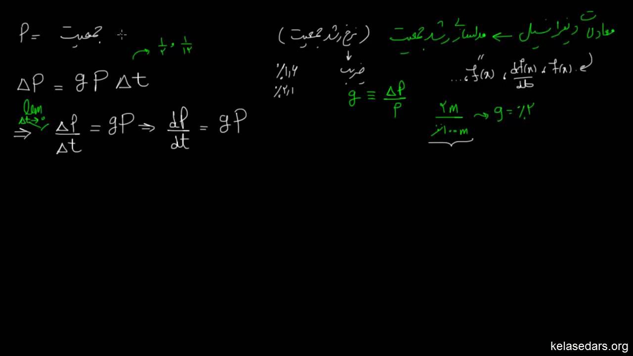 کاربرد مشتق ۱۹ - معادله دیفرانسیل رشد جمعیت
