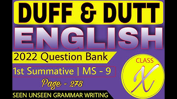 Duff and Dutt English Question Bank 2022 Class - 10 | Class - X English Solution | MS - 9
