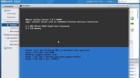 Desplegar vCenter en PC con 16 GB. Acceso Server, vSphere y consola.