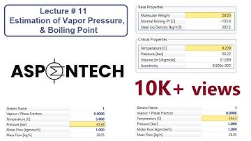 Calculate Vapor Pressure and Boiling Point using Aspen HYSYS - Lecture # 11