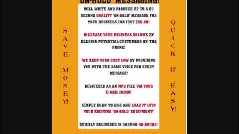 CUSTOM ON-HOLD MESSAGES $50.00