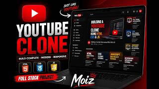 Youtube Clone preview  using only html , css and js