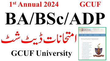 GCUF BA BSc ADP Date Sheet 2024 | ADA ADS ADC Date Sheet 2024 GCUF | BA BSc Date Sheet 2024 GCUF