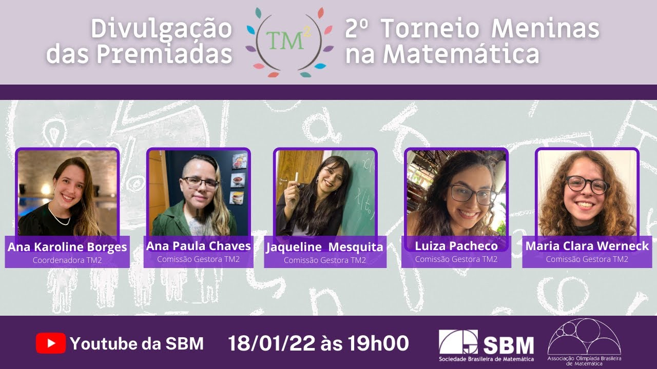 Divulgação das Premiadas do 2º Torneio Meninas na Matemática - TM^2 ...