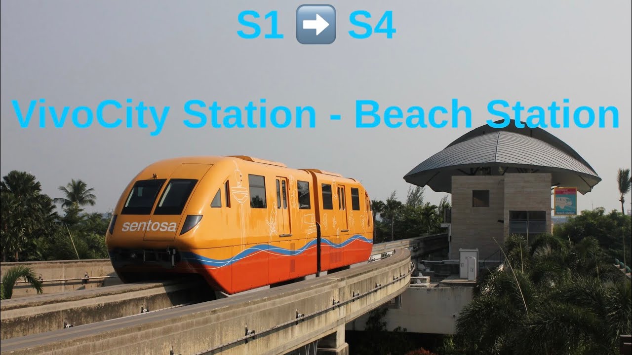 Sentosa Express Monorail Train ride from VivoCity - Beach (with Chinese Subtitles)