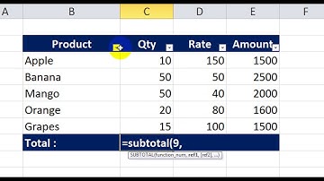 How to Use Subtotal Formula in Excel in Hindi Step by Step