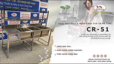 Chậu Rửa Inox 3 Ngăn Cánh Trái Có Kệ Trên CR-51