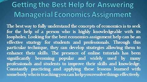 managerial Economics and econometrics assignment help