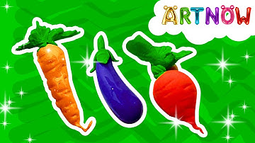 CARROT, CABBAGE, EGGPLANT, BROCCOLI CLAY Carrot I Nặn củ cà rốt, củ cải, súp lơ, cà tím I ART NOW!