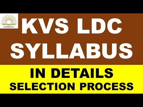 KVS LDC SYLLABUS 2018 IN DETAILS