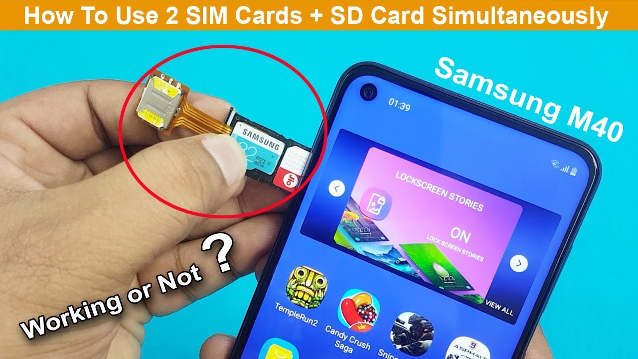Is It Working In Samsung M40 How To Use 2 Sim Sd Card Simultaneously In Hybrid Slot Youtube