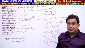 Class 10 Maths (Ex 17A Example 8) Volume And Surface Area (RS Agarwal 2019)