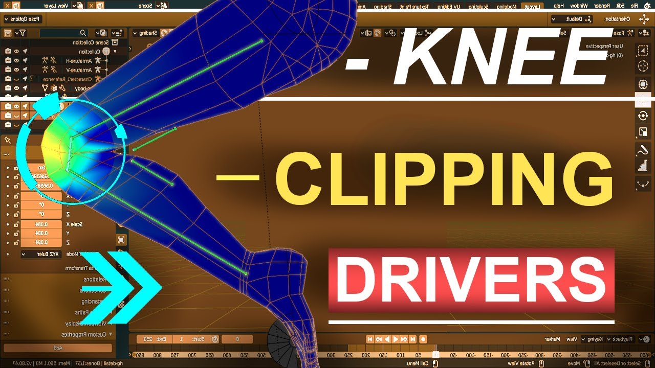 Blender 2.82 Knee Clipping Drivers (In 60 Seconds!!!) YouTube
