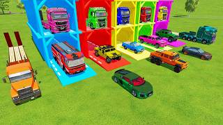 INSANE TRANSPORTING FIRE ENGINE, POLICE CARS &amp; TANK WITH TRUCKS &amp; HELICOPTERS | FS22