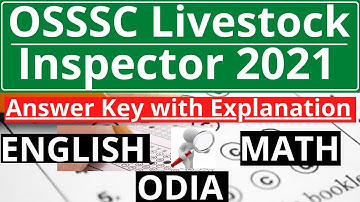 OSSSC Livestock Inspector Answer key | Answer key livestock inspector exam 2021| livestock inspector
