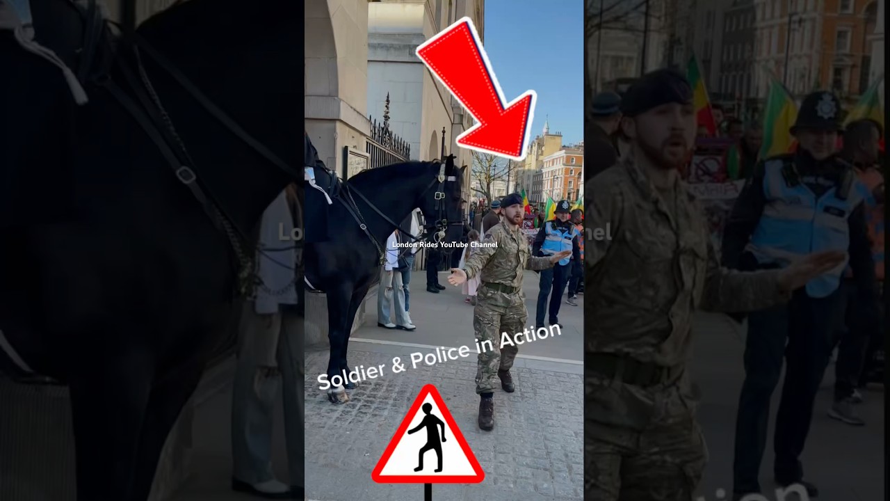 Soldier & Police in Action – Emergency! Everyone Told to Get Behind the Bollard! 
