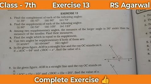 Class 7 exercise 13 maths || Class 7 maths chapter 13 || Lines and Angles class 7 rs Agarwal