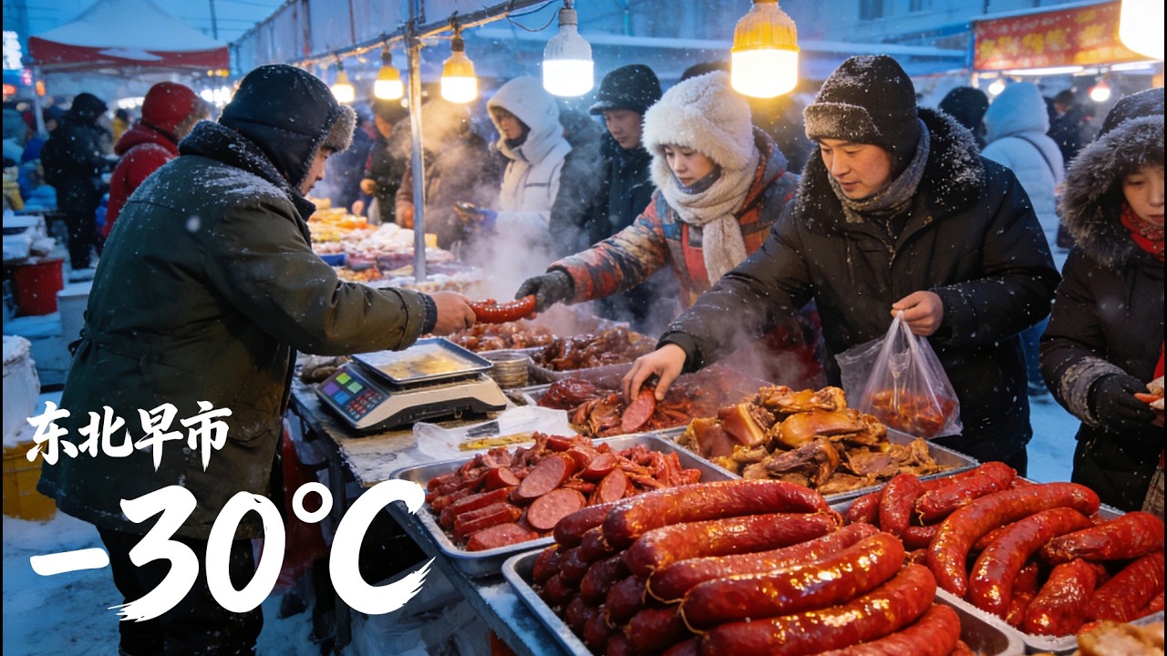 -30℃东北硬核早市合集：两小时高清云逛中国东北三大早市，解锁人间烟火天花板！这才是真正的东北早餐江湖！