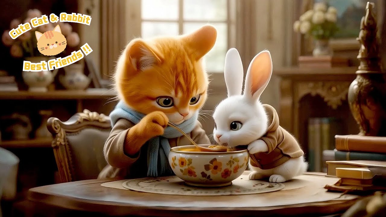 Snowy Magic: The Sweet and Touching Story of a Cat and Rabbit! 😻🐰