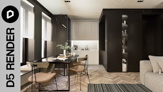 D5 RENDER REALISTIC RENDER TUTORIAL #9 INTERIOR APARTEMENT BLACK & WHITE