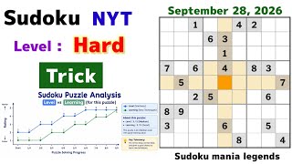 Today 28 Sept New York USA Singapore UK Canada Times Hard Sudoku Puzzle Solution Well Explained screenshot 5