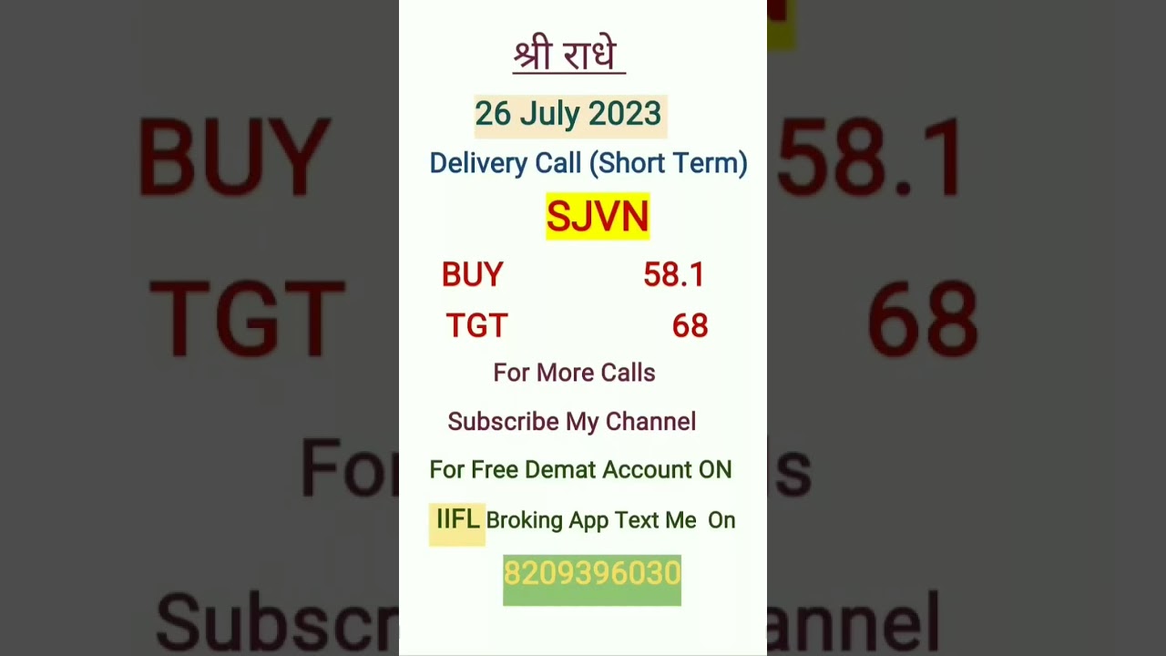 Target Achieved SJVN STOCK DELIVERY CALL ON 26 JULY 2023