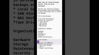 Q 34 | What is the Difference Between Cloud and On-Prem Backups?