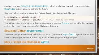 Celebrity Solving the Future List UserVideo   Error in Flutter with async/await Profile