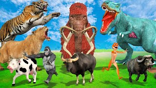 ESCAPE ROOM CHALLENGE Cow Mammoth Elephant Gorilla Lion Tiger Bull vs Dinosaur Guess The Right Pool