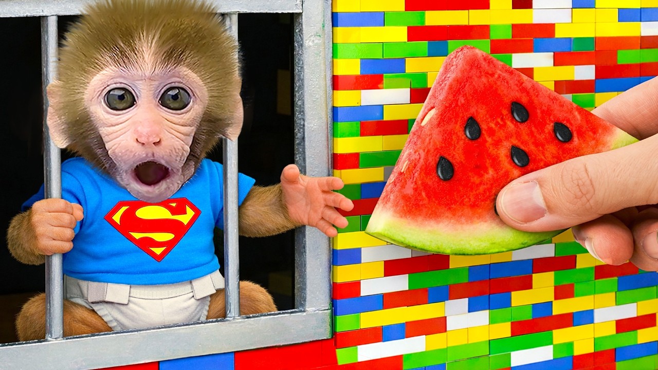 Das kleine Äffchen BonBon verwandelt sein LEGO Lager in ein buntes Gefängnis