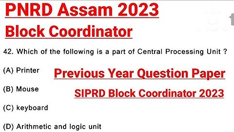 Assam Panchayat & Rural Development Block Coordinator Previous year Question Paper With Answer