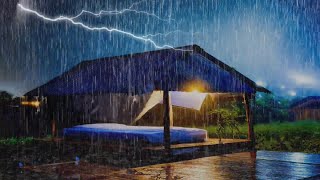 You Will Fall Sleep Instantly With Heavy Rain & Powerful Thunderstorm| Rain On Tin Roof At Night