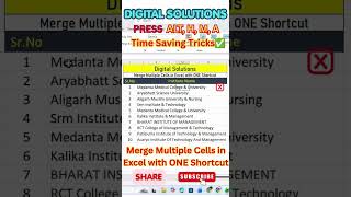 Merge Multiple Cells in Excel with Shortcut || Merge Cell in Excel ִ ࣪𖤐👍#msexcelshortcutkeys #viral