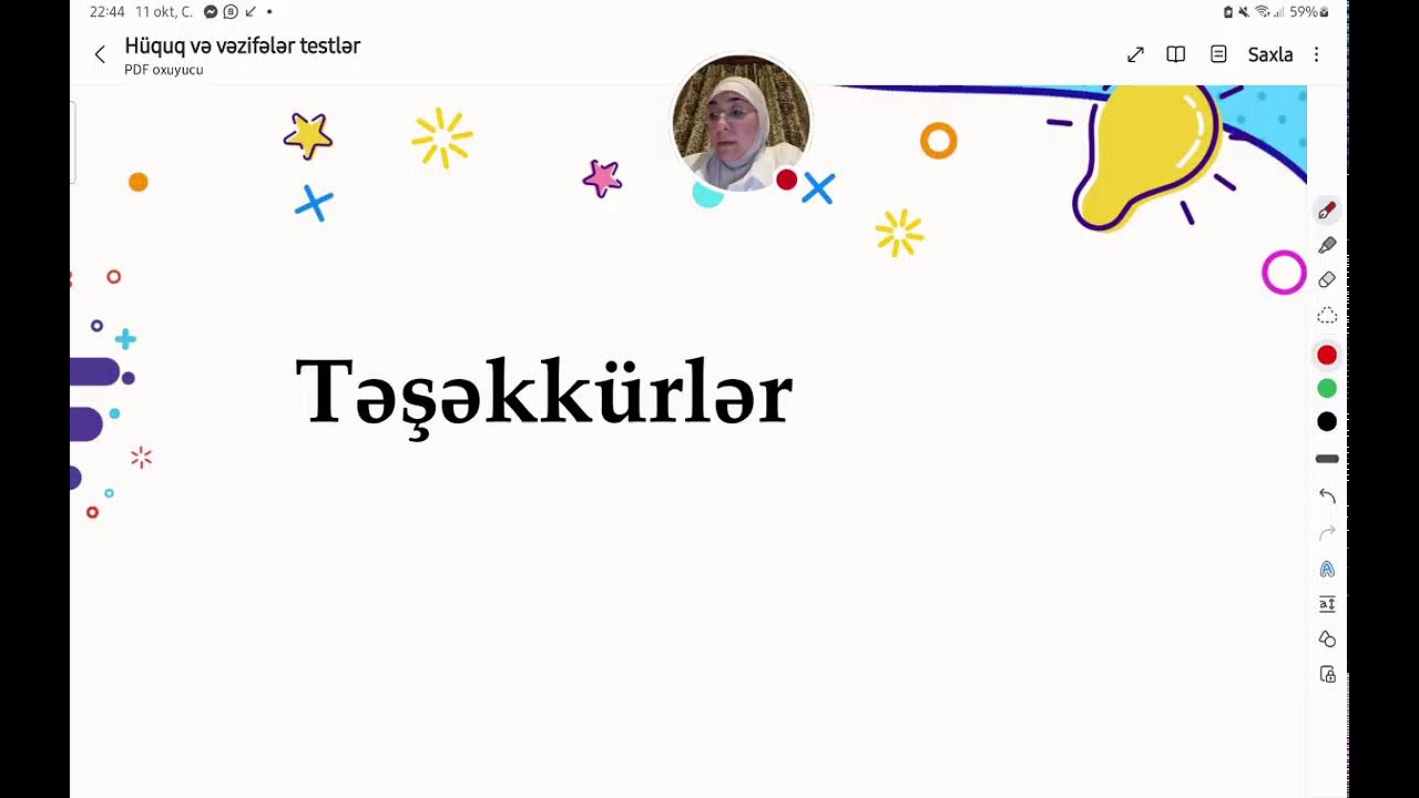 Metodika dərs 3. Təhsil prosesi iştirakçılarının hüquq və vəzifələri ( möhkəmləndirmə testləri)