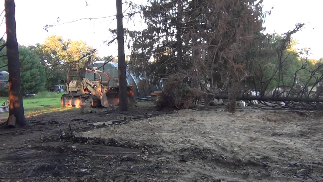 Cat 983 knocks down a tree 1