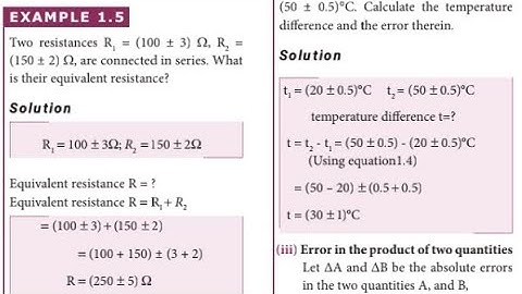Example 1.5|Errors in sum of two quantities |Unit -1 |