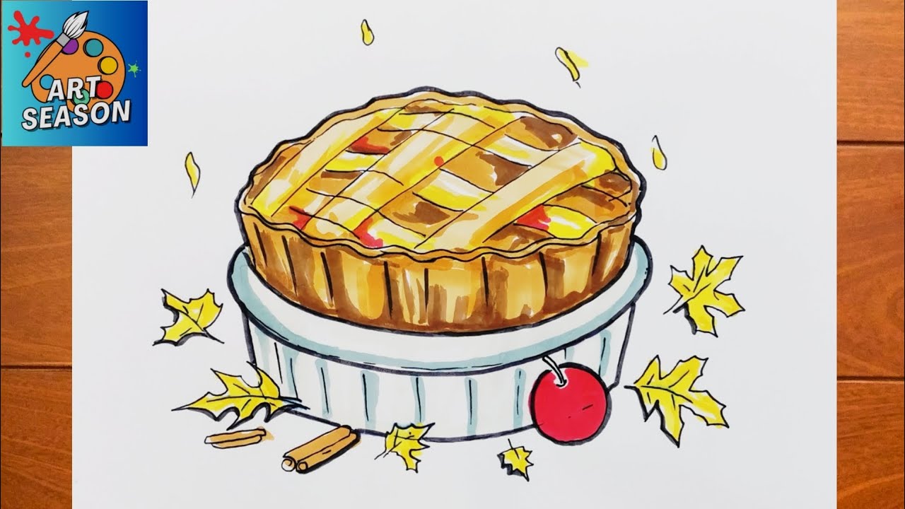 How to Draw Thanksgiving Apple Pie Step by Step - YouTube