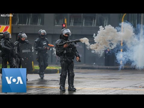 Protesters and Police Clash in Colombia's Capital Bogota