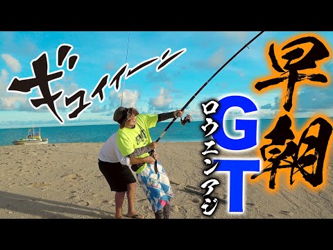 【朝イチ】大型GTヒット！無人島の朝は凄かった！【砂浜島釣り遠征#7】