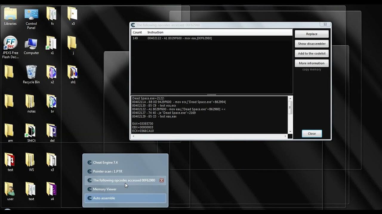 Finding base pointer with AoB (Array of Bytes) scans Cheat Engine