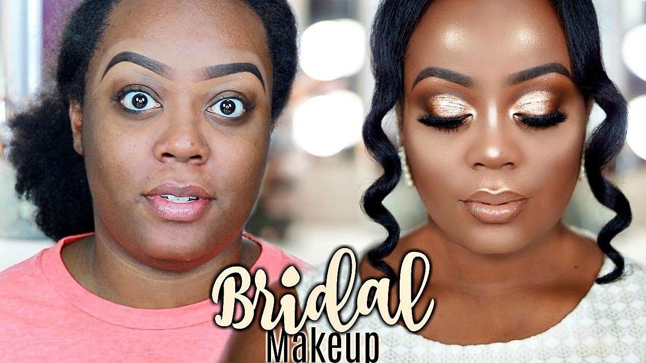 FULL FACE Bridal/Wedding Makeup Tutorial on Dark - YouTube