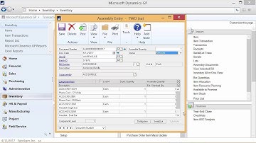 Inventory BOM and Assembly in Dynamics GP