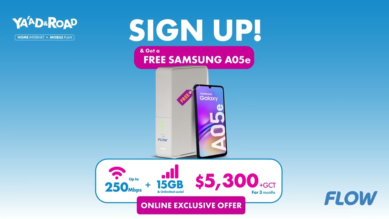 Flow Jamaica –   FREE Samsung A05e