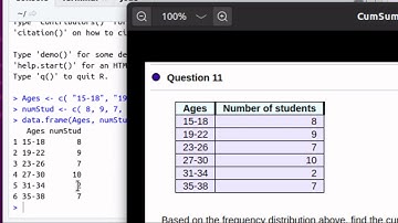 Cummulative Frequency table from a Frequency table
