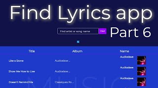 Html, css, javascript Find lyrics app. Part 6. screenshot 4
