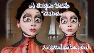 Transforming into Victoria from the Corpse Bride inspired makeup look.