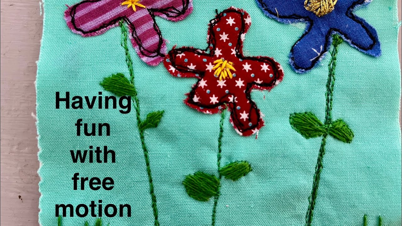 Свободная машинная вышивка, цветочный сад 